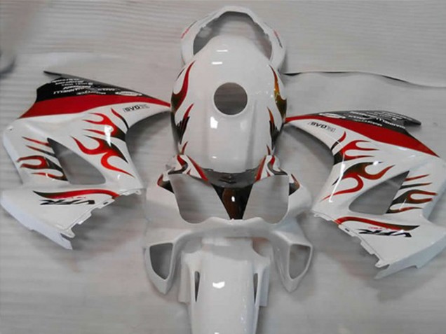 Weiß Rot Flamme 02-12 Honda VFR800 Verkleidung