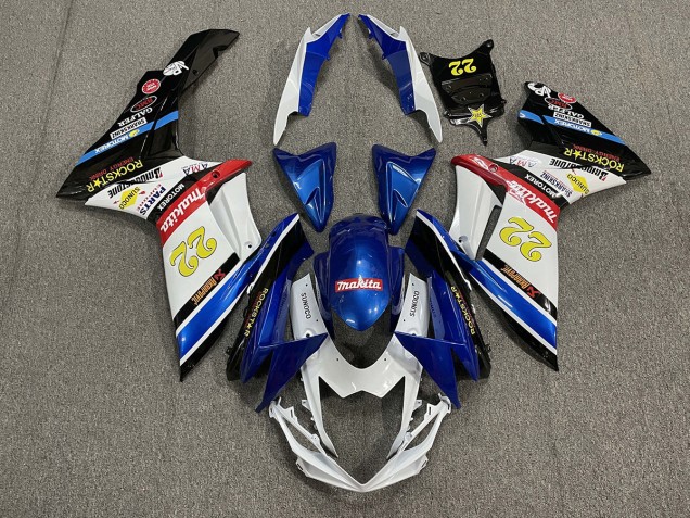 22 Rockstar Weiß & Blau 11-24 Suzuki GSXR 600-750 Verkleidung