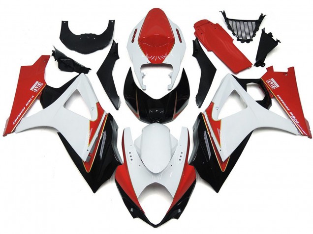Benutzerdefiniert Rot & Weiß Mit Schwarz 07-08 Suzuki GSXR 1000 Verkleidung
