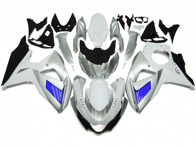 Benutzerdefiniert Silber & Weiß Mit Schwarz 09-16 Suzuki GSXR 1000 Verkleidung