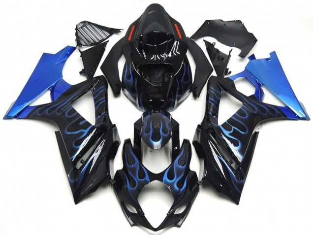 Benutzerdefiniertes Blau & Schwarz Flame 07-08 Suzuki GSXR 1000 Verkleidung