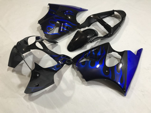 Blaues Flame-Kit 00-02 Kawasaki ZX6R Verkleidung