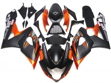 Custom Matt & Glanz Schwarz & Orange 05-06 Suzuki GSXR 1000 Verkleidung