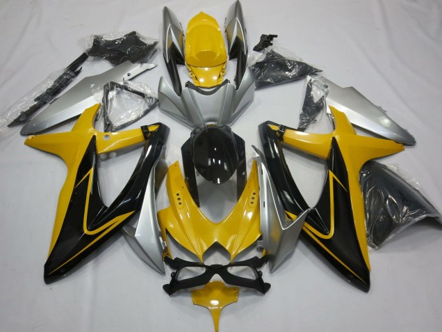Gelb Schwarz & Silber 08-10 Suzuki GSXR 600-750 Verkleidung