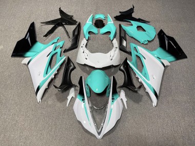 Glänzend Weiß & Blaugrün 13-16 Triumph Daytona 675 Verkleidung