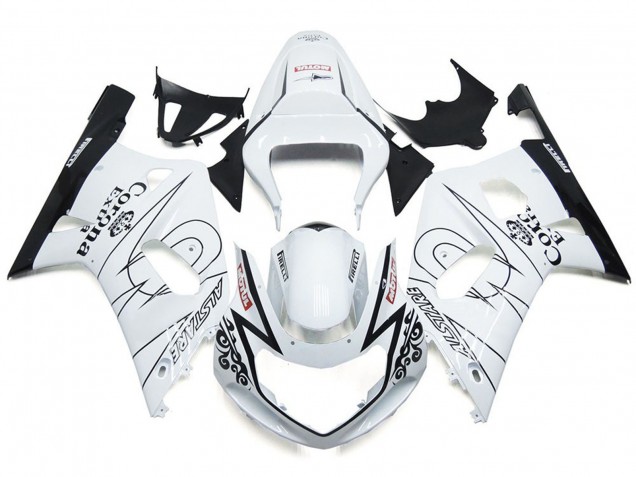 Glänzend Weiß Corona & Schwarz 01-03 Suzuki GSXR 600-750 Verkleidung