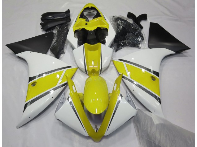 Glänzend Weiß & Gelb 09-11 Yamaha R1 Verkleidung