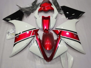 Glänzend Weiß & Metallic Rot 09-11 Yamaha R1 Verkleidung
