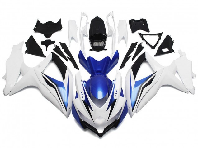 Glänzend Weiß Mit Silber & Blau 08-10 Suzuki GSXR 600-750 Verkleidung