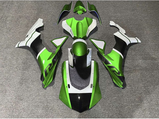 Grün & Kohlefaser Akzente 15-19 Yamaha R1 Verkleidung