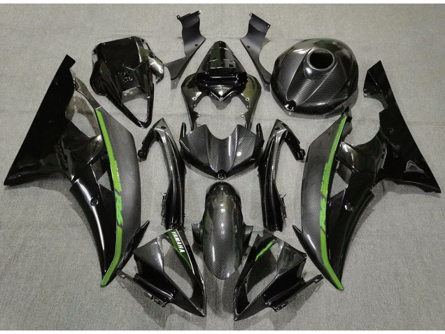 Kohlefaser & Grün 08-16 Yamaha R6 Verkleidung