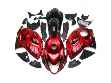 Leuchtend Rot Mit Schwarz Flamme 08-20 Suzuki GSXR 1300 Verkleidung