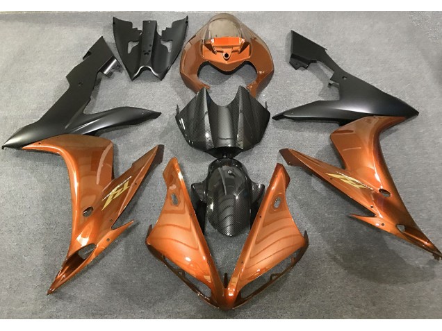 Orange Glänzend & Kohlefaser Stil 04-06 Yamaha R1 Verkleidung