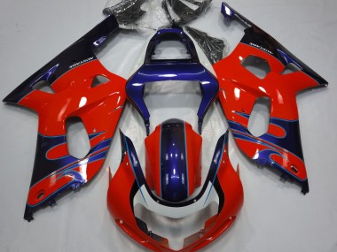 Rot Glänzend & Blau 01-03 Suzuki GSXR 600-750 Verkleidung