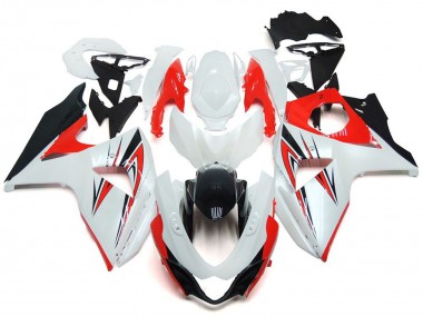 Rot Glänzend Mit Weiß & Schwarz Custom Stil 09-16 Suzuki GSXR 1000 Verkleidung