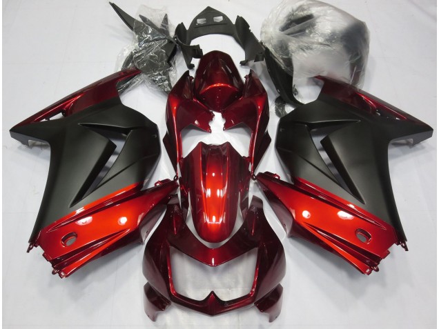 Rot & Matt Schwarz 08-12 Kawasaki Ninja 250 Verkleidung
