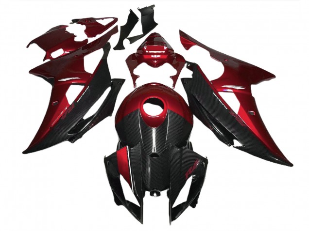 Rot Mit Carbonfaser-Stil 08-16 Yamaha R6 Verkleidung