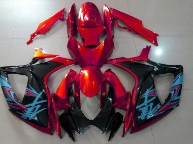 Rot & Schwarz Glänzend 06-07 Suzuki GSXR 600-750 Verkleidung