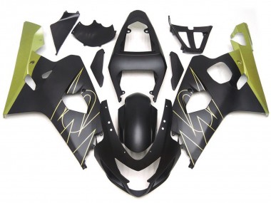 Schwarz Matt & Gold Corona Benutzerdefiniert 04-05 Suzuki GSXR 600-750 Verkleidung